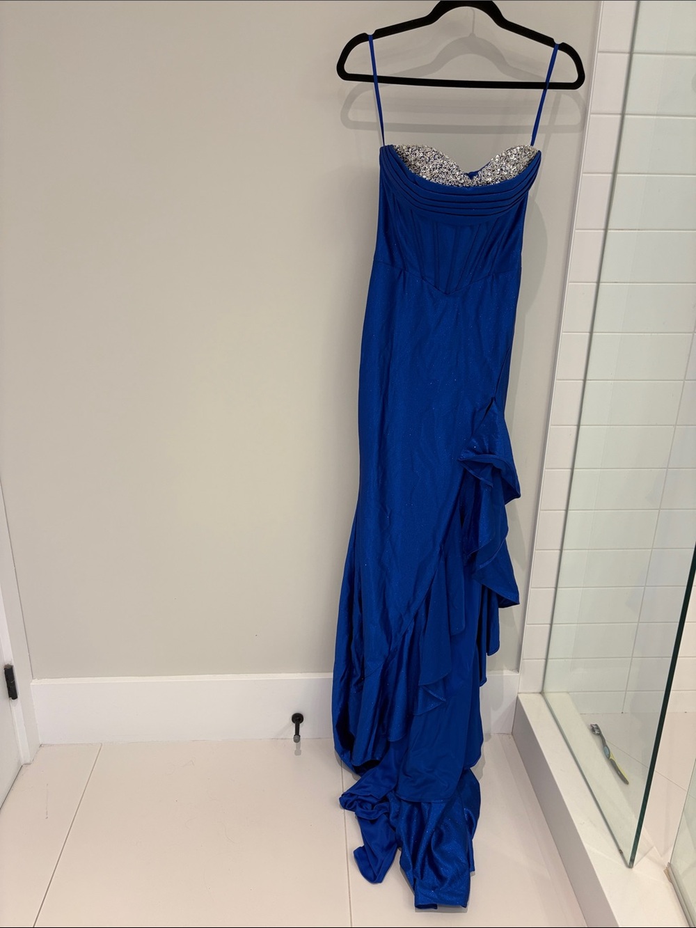Royal Blue Sequin Sweetheart Evening Dress